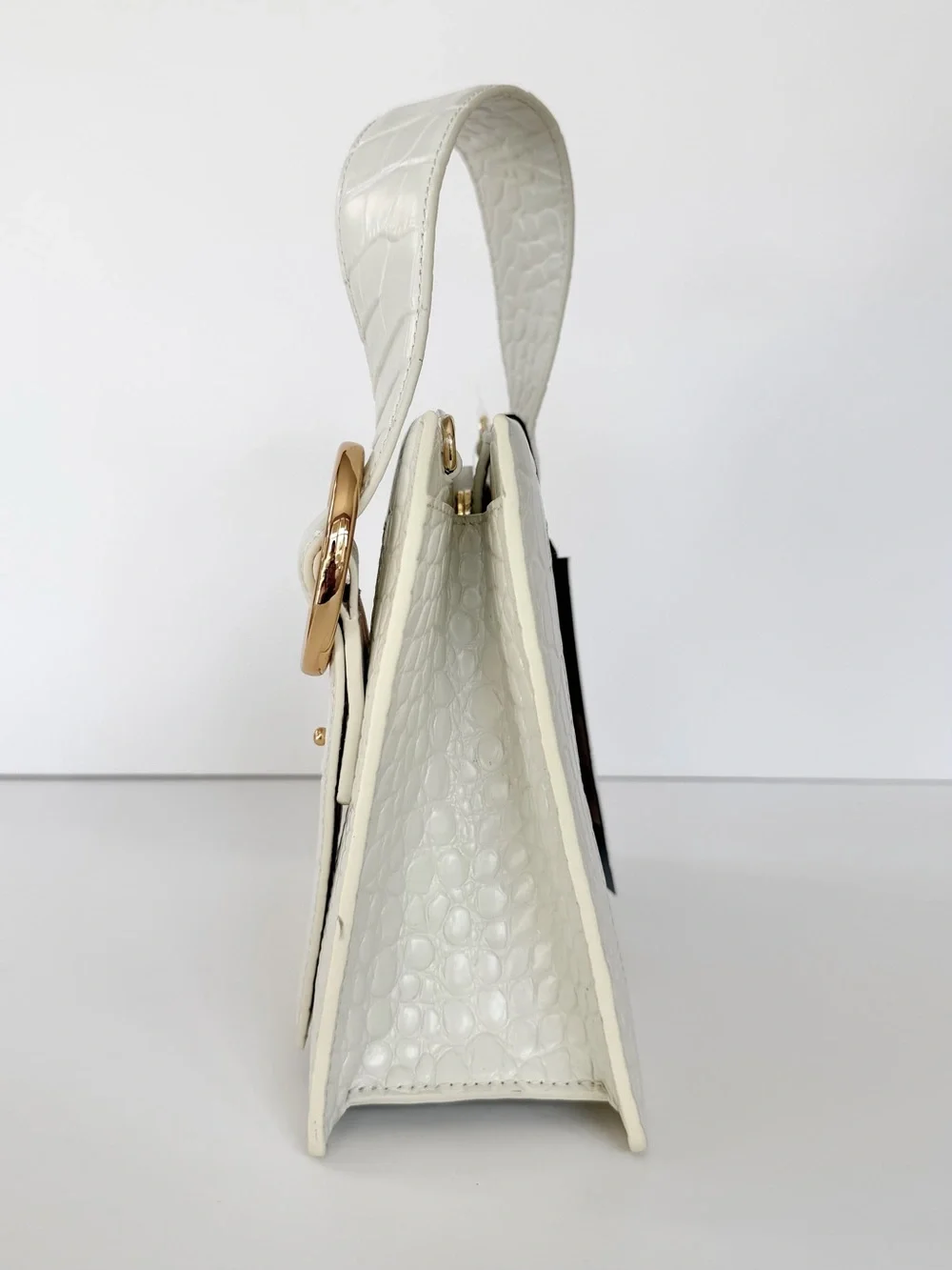 NWT Parisa Wang Bamboo Enchanted Top Handle Bag Cream w/ crossbody strap